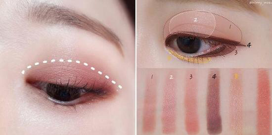 减龄眼妆Tips 1 粉色调大面积晕染